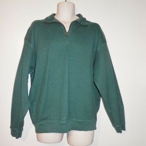 Tommy Bahama Mens Shirt L Green Partial Zip B118